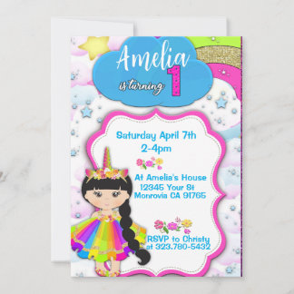Invitación a la fiesta de primer cumpleaños de Uni