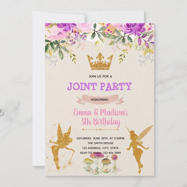 invitación a la fiesta de princesa hada (Anverso)