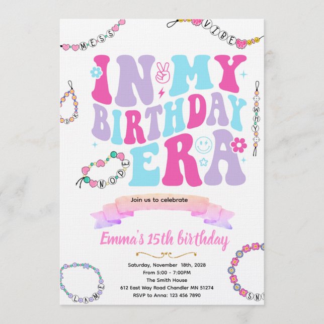 invitación a la fiesta de pulseras de la amistad (Anverso)