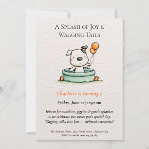 Invitación a la fiesta de Puppy Pool Poético y Min