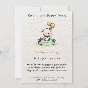 Invitación a la fiesta de Puppy Pool Poético y Min