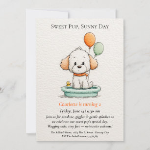 Invitación a la fiesta de Puppy Pool Poético y Min
