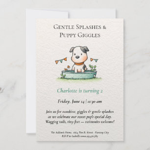 Invitación a la fiesta de Puppy Pool Poético y Min