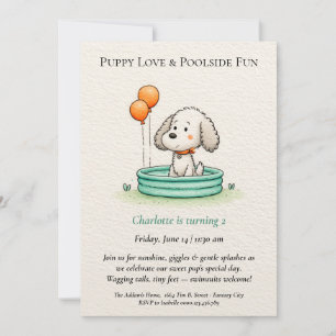 Invitación a la fiesta de Puppy Pool Poético y Min