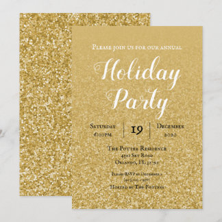 Invitación a la fiesta de Purpurina de oro