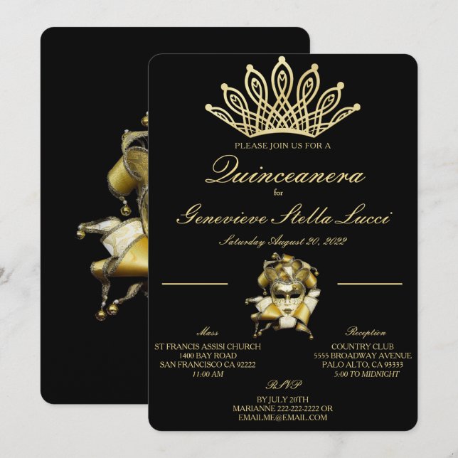 Invitación a la fiesta de Quinceañera (Anverso / Reverso)
