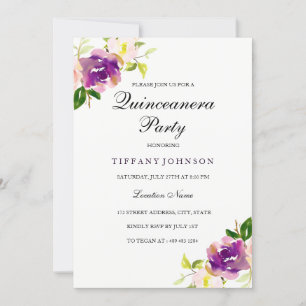 Invitación a la fiesta de Quinceanera con flores m