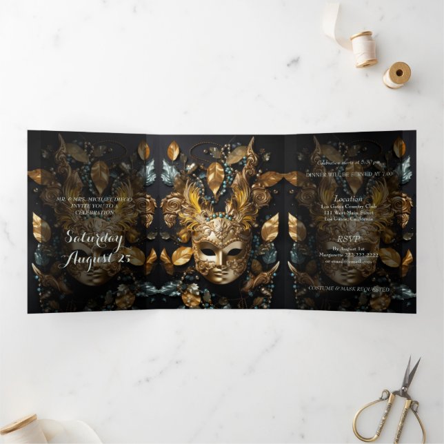Invitación a la fiesta de Quinceanera de Masquerad (Interior)
