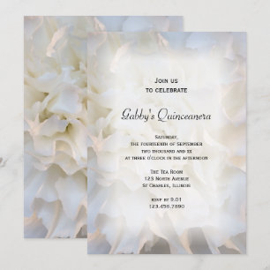 Invitación a la fiesta de Quinceañera floral blanc