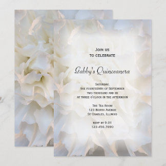 Invitación a la fiesta de Quinceañera floral blanc