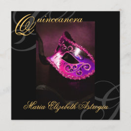 Invitación a la fiesta de quinceañera rosada de ma