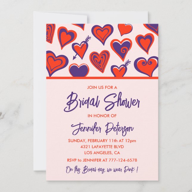 Invitación a la fiesta de regalos de boda del día  (Anverso)