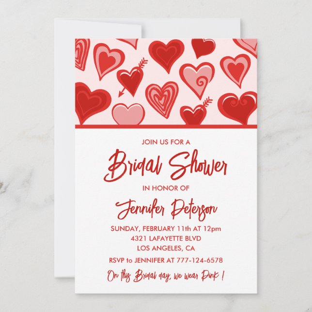 Invitación a la fiesta de regalos de novia del día (Anverso)