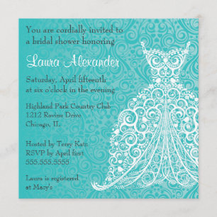 Invitación a la fiesta de regalos de novia vestido