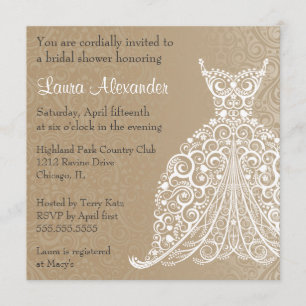 Invitación a la fiesta de regalos de novia vestido