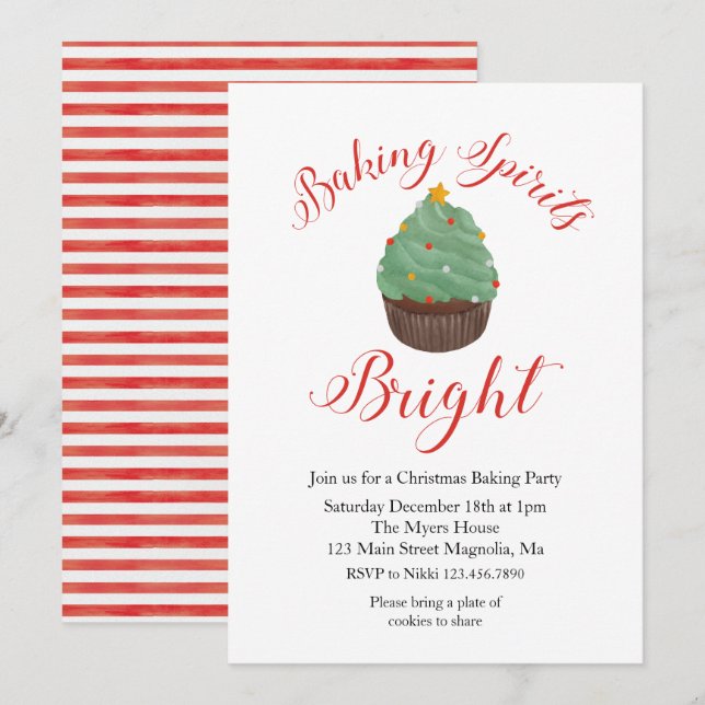 Invitación a la fiesta de repostería de Navidad (Anverso / Reverso)