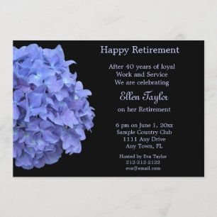 Invitación a la fiesta de retiro Blue Hydrangea