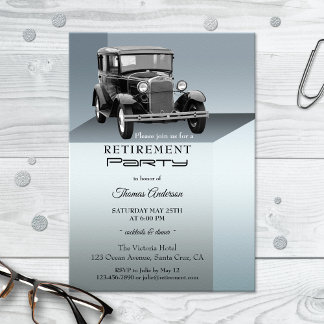 Invitación a la fiesta de retiro de coches de époc
