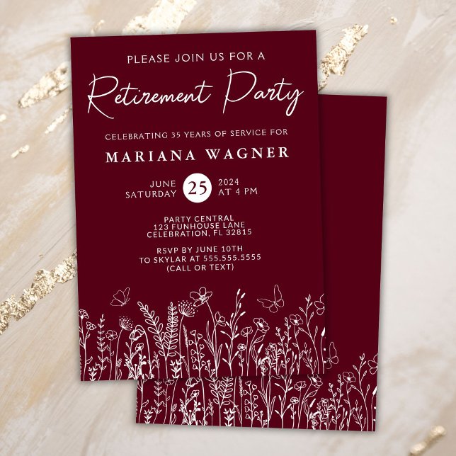 Invitación a la fiesta de retiro de flores silvest (Subido por el creador)