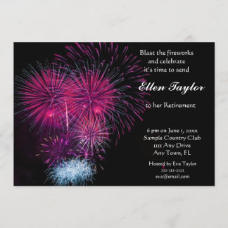 Invitación a la fiesta de retiro de fuegos artific