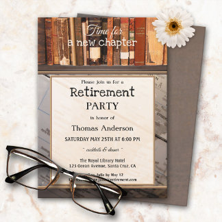 Invitación a la fiesta de retiro de la biblioteca 