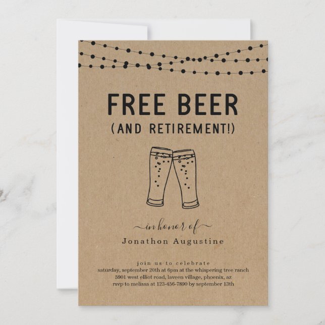 Invitación a la fiesta de retiro de la cerveza Gra (Anverso)