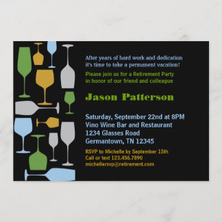 Invitación a la fiesta de retiro de lentes de vino