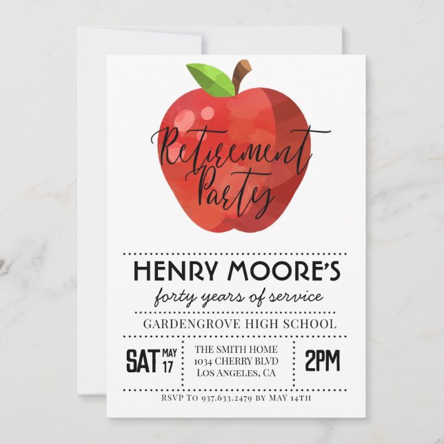 Invitación a la fiesta de retiro de profesores de  (Anverso)