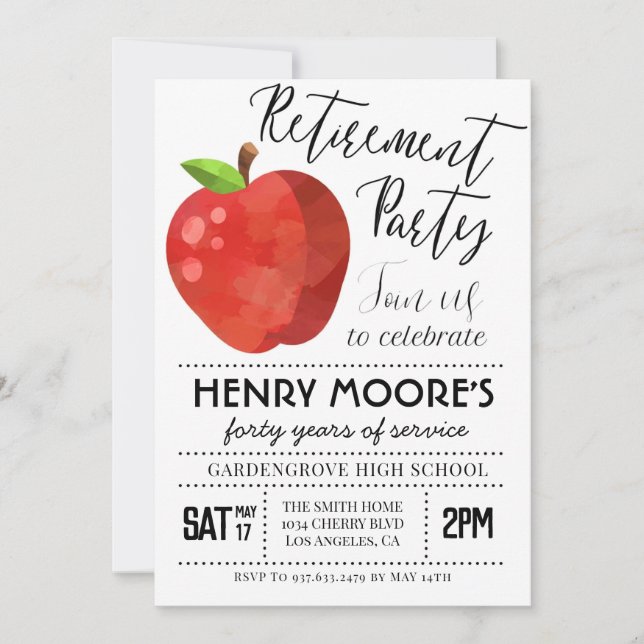 Invitación a la fiesta de retiro de profesores de  (Anverso)