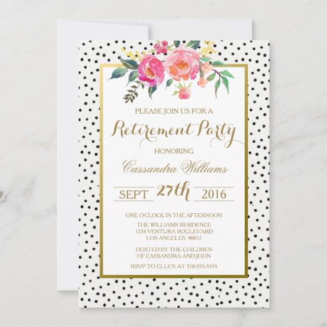 Invitación a la fiesta de retiro de puntos de polk (Anverso)