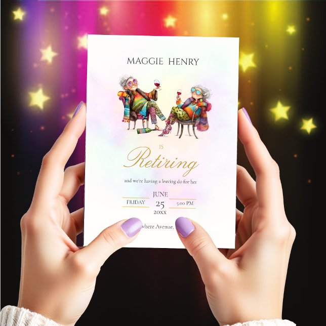 Invitación a la fiesta de retiro de Quirky Lady (Subido por el creador)