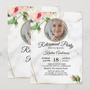 Invitación a la fiesta de retiro de Rosy Marble