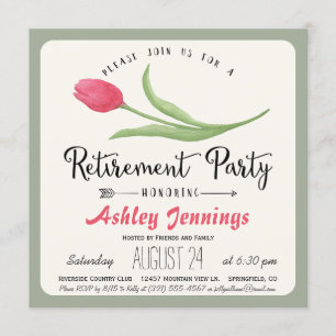 Invitación a la fiesta de retiro de tulipanes rosa