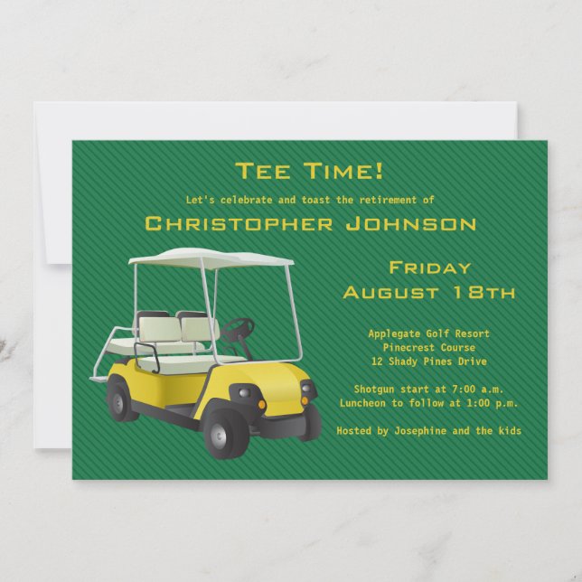 Invitación a la fiesta de retiro del carro de golf (Anverso)