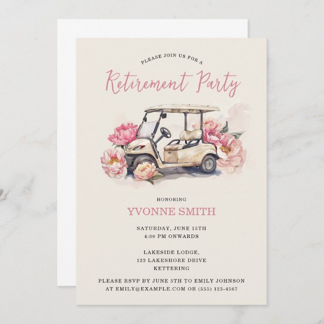 Invitación a la fiesta de retiro femenino de golf (Anverso / Reverso)