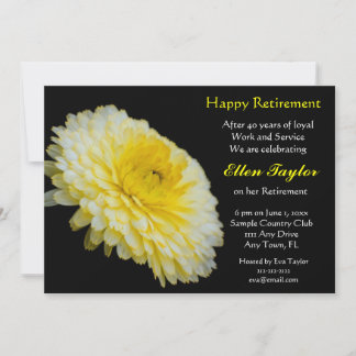 Invitación a la fiesta de retiro floral amarillo y