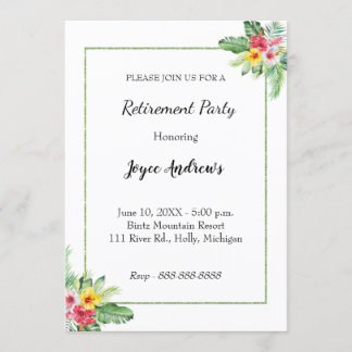 Invitación a la fiesta de retiro floral tropical