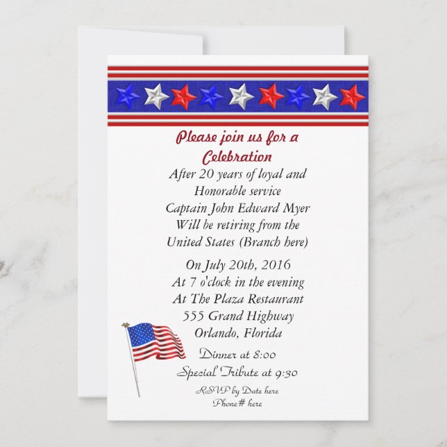 Invitación a la fiesta de retiro militar (Anverso)