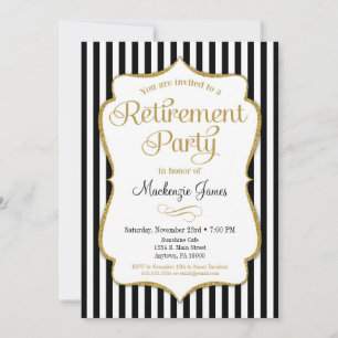 Invitación a la fiesta de retiro Oro Negro Elegant