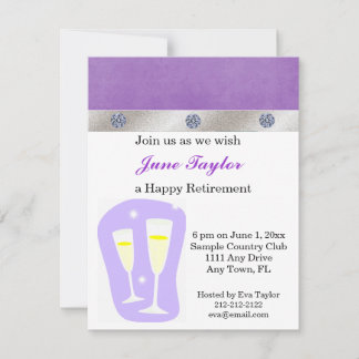 Invitación a la fiesta de retiro Purple Champagne