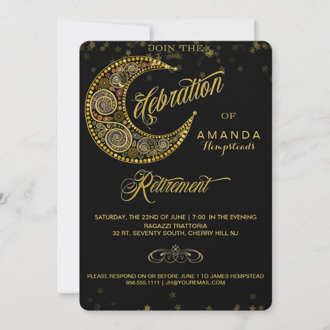 Invitación a la fiesta de retiro Starry Glitz (Anverso)