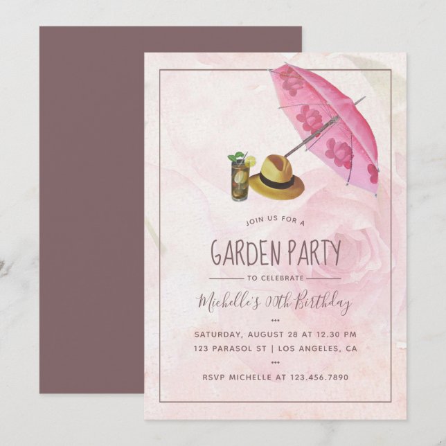 Invitación a la fiesta de Retro Garden Vintage (Anverso / Reverso)