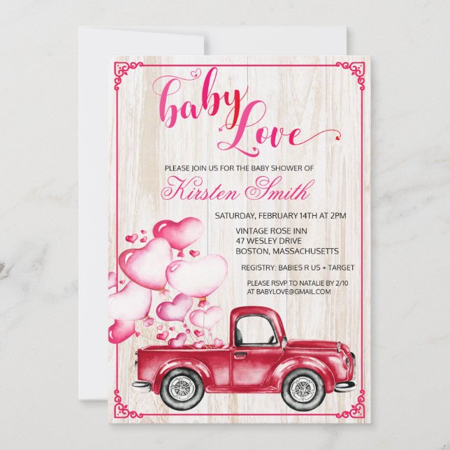 Invitación a la fiesta de revelación de bebé Coraz (Anverso)