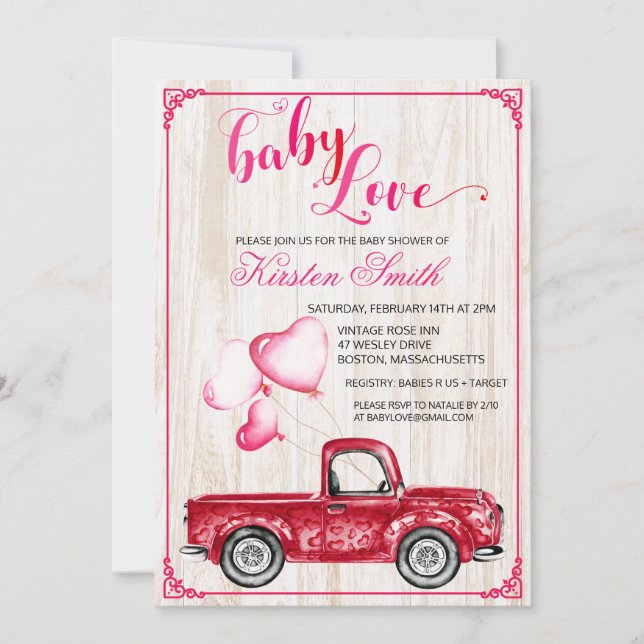 Invitación a la fiesta de revelación de bebé Coraz (Anverso)