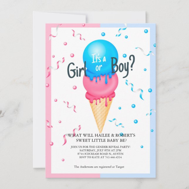 Invitación a la Fiesta de Revelación de Género (Anverso)