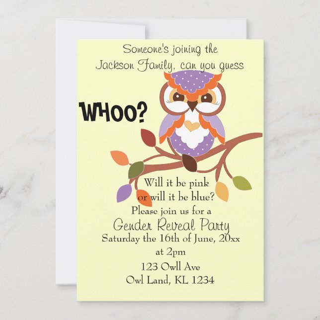 Invitación a la fiesta de revelación de género (Anverso)