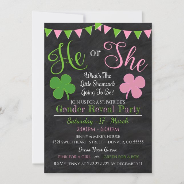 Invitación a la fiesta de revelación de género (Anverso)