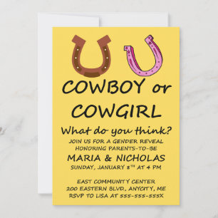 Invitación a la fiesta de revelación de género Cow