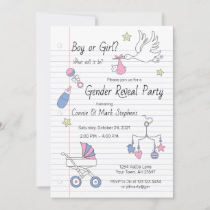 Invitación a la fiesta de revelación de género cua