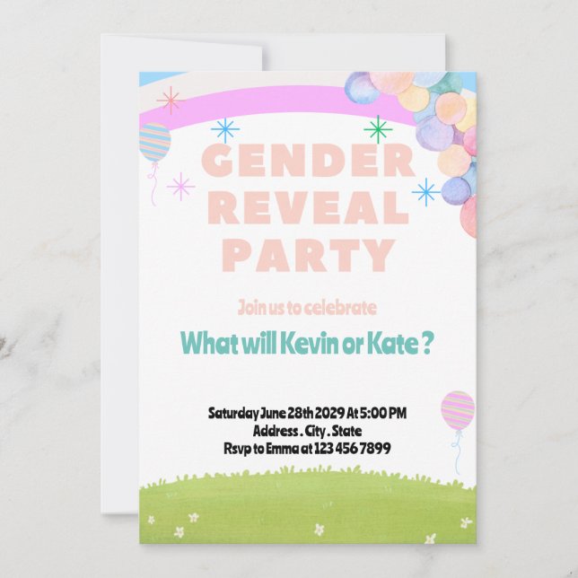 Invitación a la fiesta de revelación de género del (Anverso)